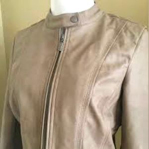 Mo-Ka Collarless Faux Leather Jacket
